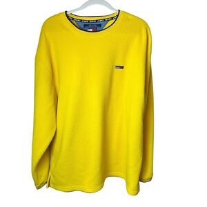 Tommy Hilfiger 2001 Men’s XL Yellow Fleece Pullover Sweater Y2K Preppy